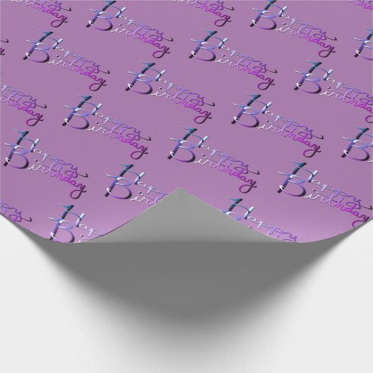 "Happy Birthday" Lavender Silvery Gradient Cadeaupapier (Hoek)