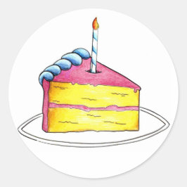 Happy Birthday Layer Cake Slice met Stickers kaars