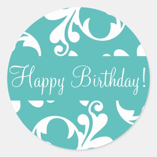 Happy Birthday Leaf Flourish Envelope Sticker Seal (Voorkant)