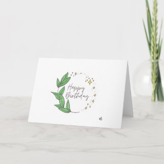 Happy Birthday Leaves and Stars Kaart