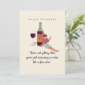 Happy Birthday - Leeftijd en wijn Kaart (Staand voorkant)
