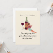 Happy Birthday - Leeftijd en wijn Kaart (Voorkant / Achterkant in situ)