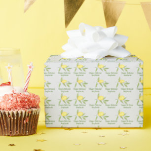 Happy Birthday Lemon Pattern Cadeaupapier