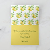 Happy Birthday Lemon Pattern Waterverf Script Kaart (Binnen)