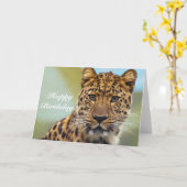 Happy Birthday Leopard wenskaart Kaart (Gele Bloem)