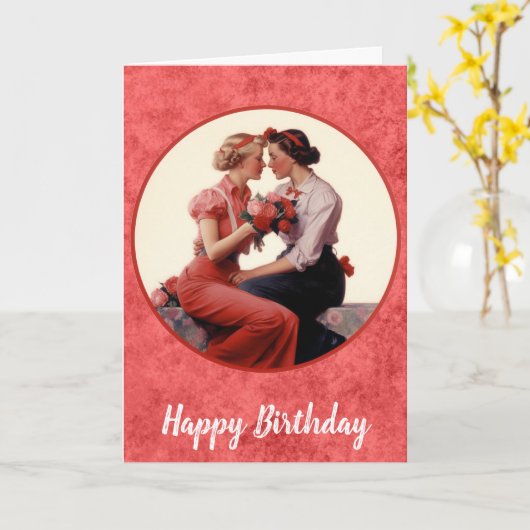  Happy Birthday Lesbisch Paar Kaart (Gele Bloem)