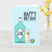 Happy Birthday Let the party Be Gin Card Kaart (Gele Bloem)