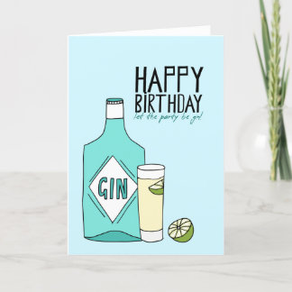 Happy Birthday Let the party Be Gin Card Kaart