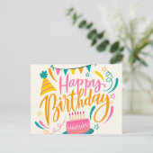 Happy Birthday Lettering Briefkaart (Staand voorkant)