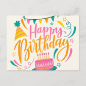 Happy Birthday Lettering Briefkaart (Voorkant)