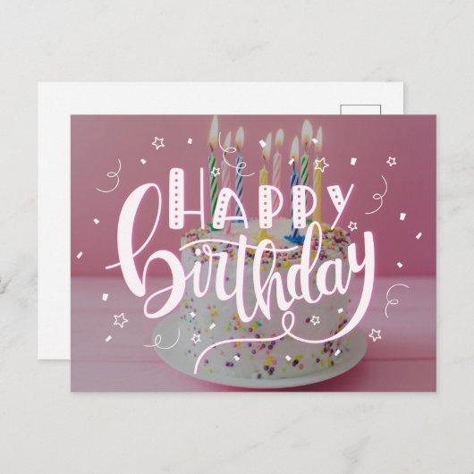 Happy Birthday lettering concept Uitnodiging Briefkaart (Voorkant / Achterkant)