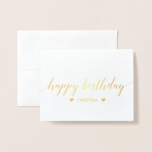Happy Birthday Lettering Gold Foil Wenskaart Folie Kaarten