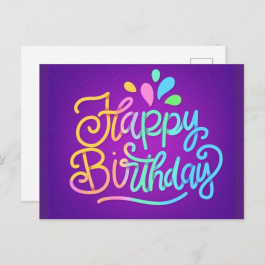 Happy Birthday Lettering Uitnodiging Briefkaart (Voorkant / Achterkant)
