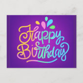Happy Birthday Lettering Uitnodiging Briefkaart (Voorkant)