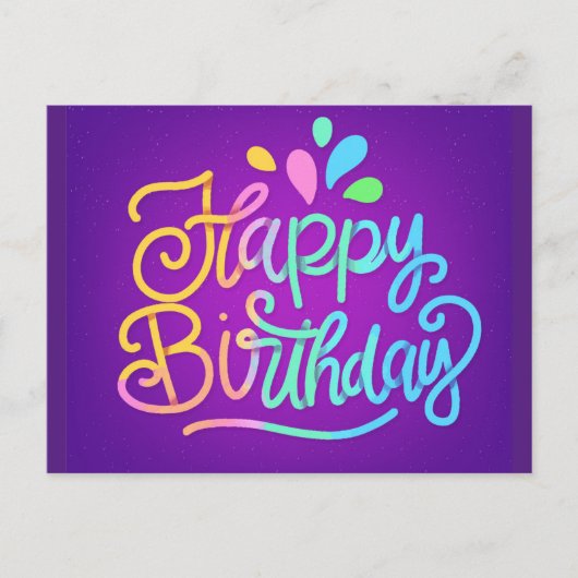 Happy Birthday Lettering Uitnodiging Briefkaart (Voorkant)