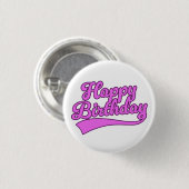 Happy Birthday lettertype Ronde Button 3,2 Cm (Voorkant /achterkant)