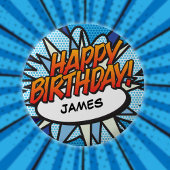 HAPPY BIRTHDAY Leuk Modern stripboek Ronde Button 5,7 Cm