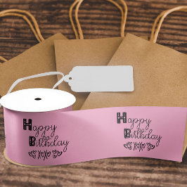 Happy Birthday Leuke Doodle Typografie Roze Satijnen Lint
