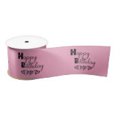 Happy Birthday Leuke Doodle Typografie Roze Satijnen Lint (Spoel)