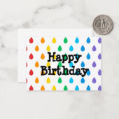 Happy Birthday, leuke multicololf achtergrond Notitiekaartje (Voorkant / Achterkant in situ)