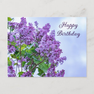 Happy Birthday Levendige Paarse Lila bloemen Briefkaart