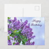 Happy Birthday Levendige Paarse Lila bloemen Briefkaart (Voorkant / Achterkant)