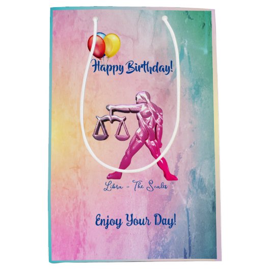 Happy Birthday - Libra Medium Cadeauzakje (Voorkant)