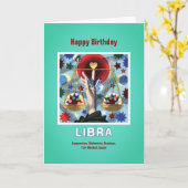 Happy Birthday Libra Zodiac Sign Kaart (Gele Bloem)
