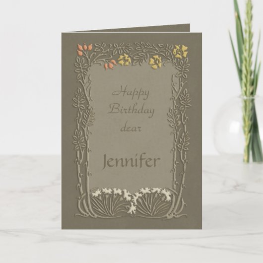 Happy Birthday lieve Jennifer CC0037 Art Nouveau Kaart (Voorkant)