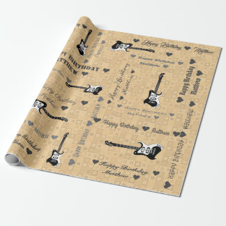 Happy Birthday Light Pattern Guitar Cadeaupapier