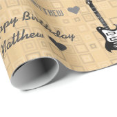 Happy Birthday Light Pattern Guitar Cadeaupapier (Rol Hoek)