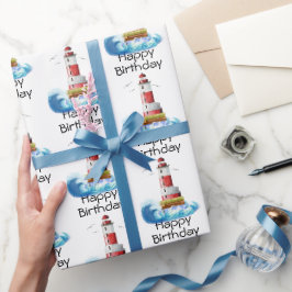 Happy Birthday Lighthouders op White Cadeaupapier