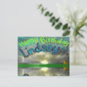 Happy Birthday Lindsey Lioness Post Card Briefkaart (Staand voorkant)