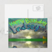 Happy Birthday Lindsey Lioness Post Card Briefkaart (Voorkant / Achterkant)