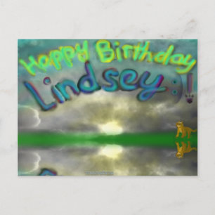 Happy Birthday Lindsey Lioness Post Card Briefkaart