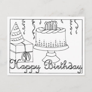 Happy Birthday Line Drawing Briefkaart