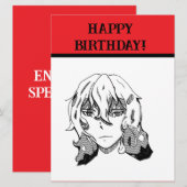 Happy Birthday, Lineart Feestdagenkaart (Voorkant / Achterkant)