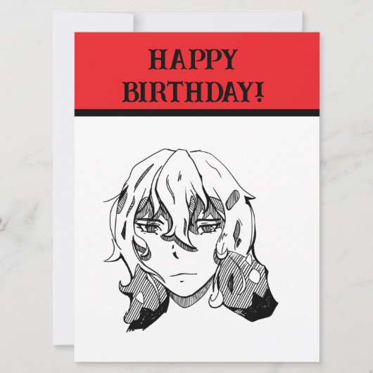Happy Birthday, Lineart Feestdagenkaart (Voorkant)