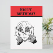 Happy Birthday, Lineart Feestdagenkaart (Staand voorkant)