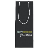 Happy Birthday Linen Gray Wijn Cadeautas (Achterkant)