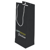 Happy Birthday Linen Gray Wijn Cadeautas (Achterkant Gekanteld)