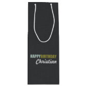 Happy Birthday Linen Gray Wijn Cadeautas (Voorkant)