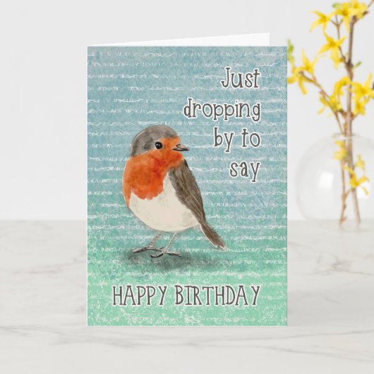 Happy Birthday Little Bird die langs valt Kaart (Gele Bloem)