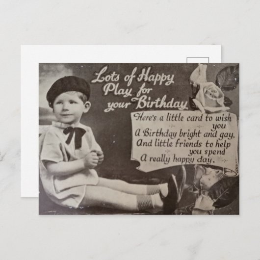 Happy Birthday Little Boy  Black and White Briefkaart (Voorkant / Achterkant)