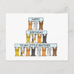 Happy Birthday Little Brother Schattige Cats. Briefkaart