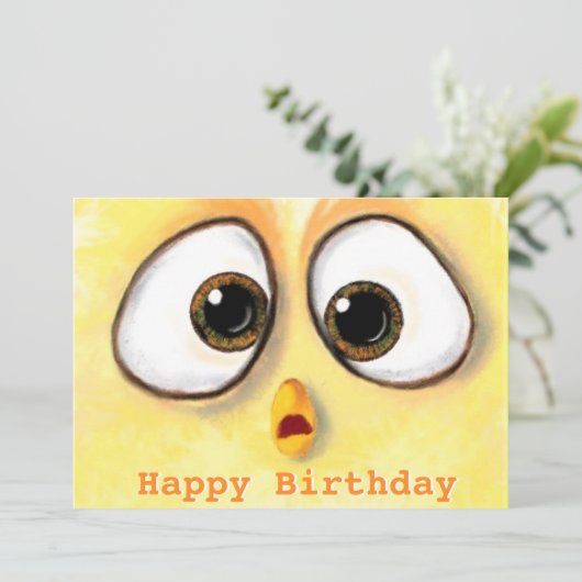 Happy Birthday - Little Chicken met Big Eyes (Staand voorkant)