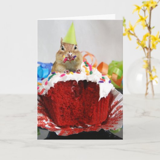 Happy Birthday Little Chipmunk, writing inside Kaart (Gele Bloem)