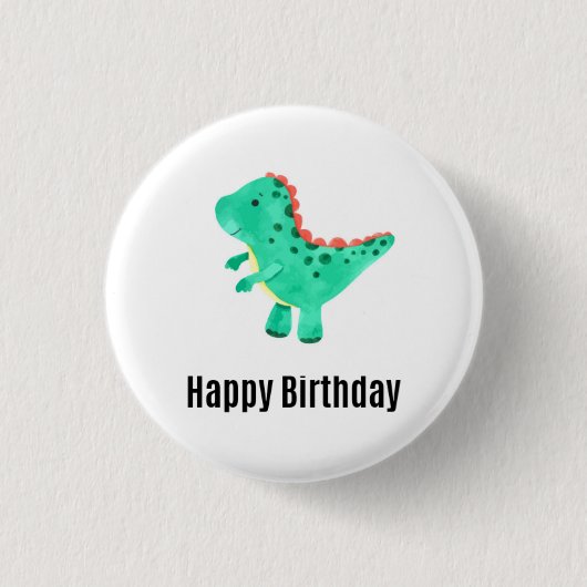 Happy Birthday Little Dinosaur Badge Ronde Button 3,2 Cm (Voorkant)