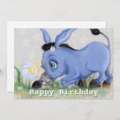 Happy Birthday - Little Donkey en Daisy - Cute (Voorkant / Achterkant)