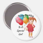 Happy Birthday Little Girl Magnet (Voorkant / Achterkant)